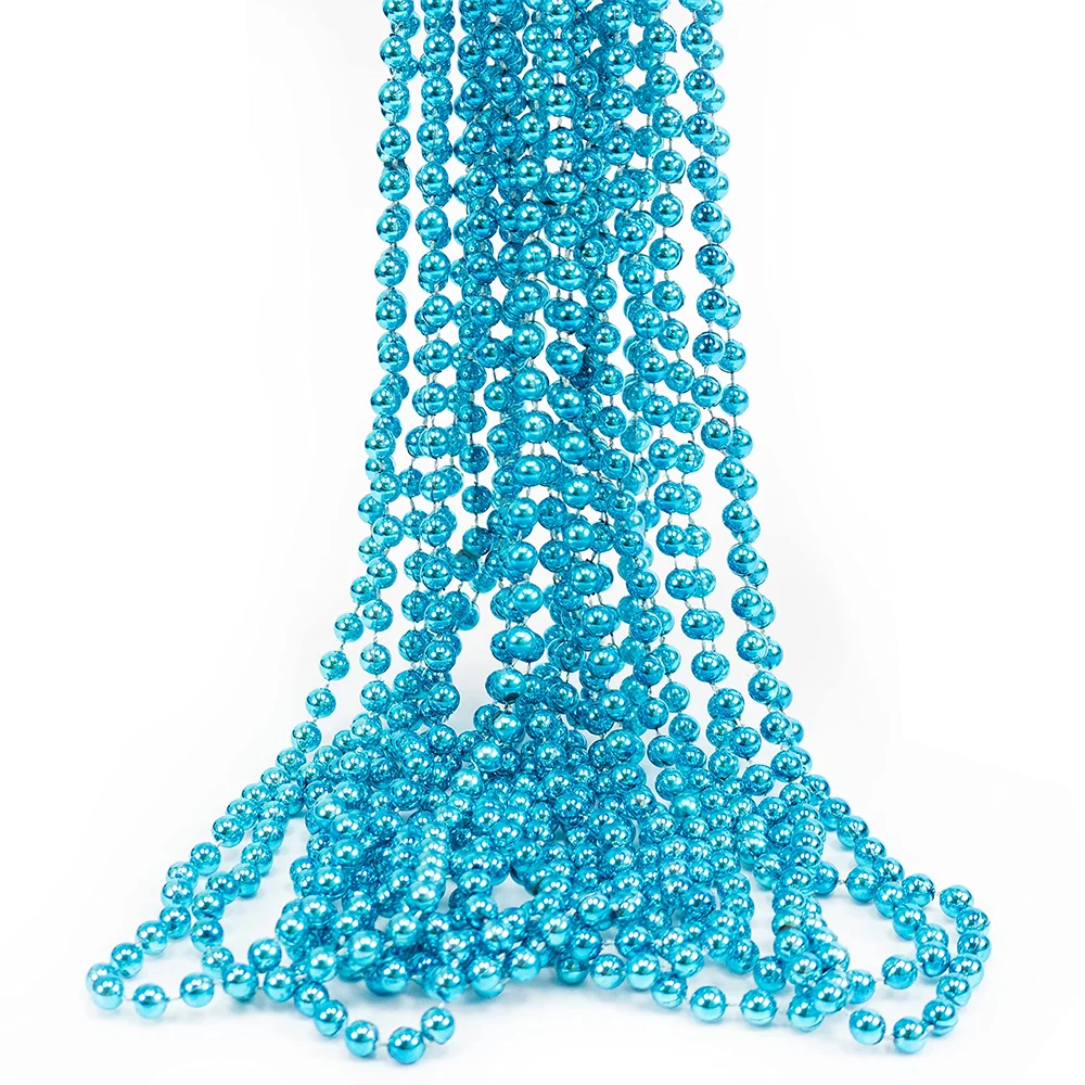 1pcs Mardi Gras Throws Mardi Gras Beads Necklace Metallic Teal Turquoise Beaded Party Costume Necklace