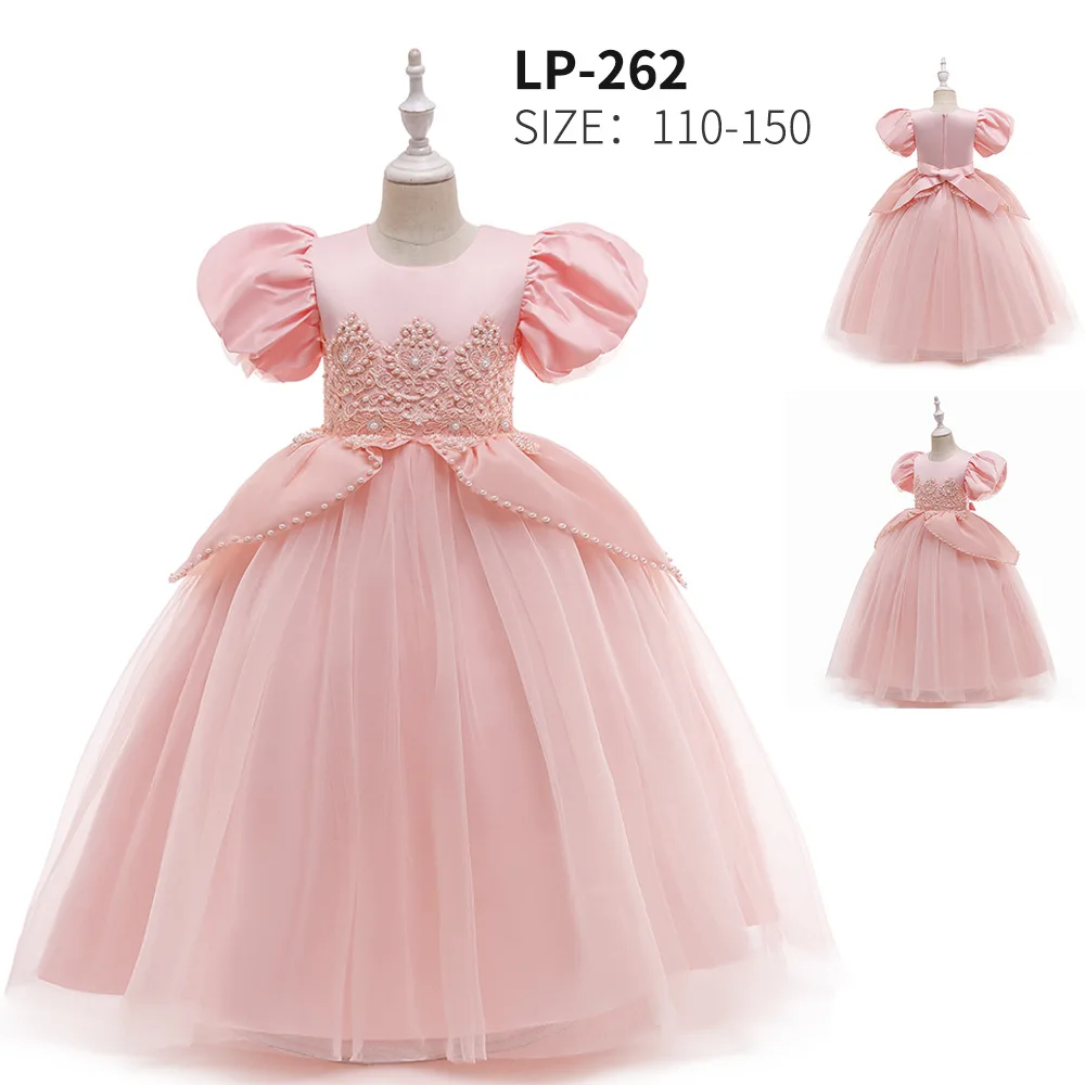 Kids Party Dresses Wholesale Kids Gown Girl Dresses Birthday Party Embroidered 3D Flower Party Dress For Kids