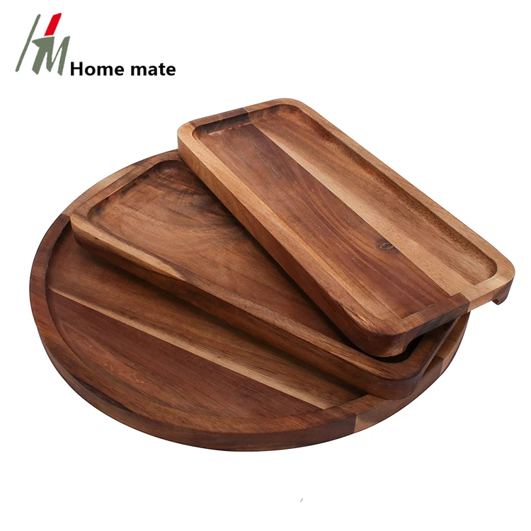Large Wooden Charcuterie Board with 2 x Rectangular Cheese Plates Acacia Wood Cheese Board Set