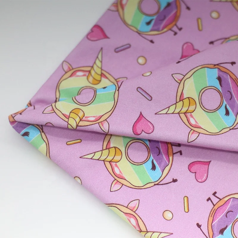 Custom Fabric Digital Printing Donuts 95%Cotton 5%Spandex Fabric For Baby Clothing
