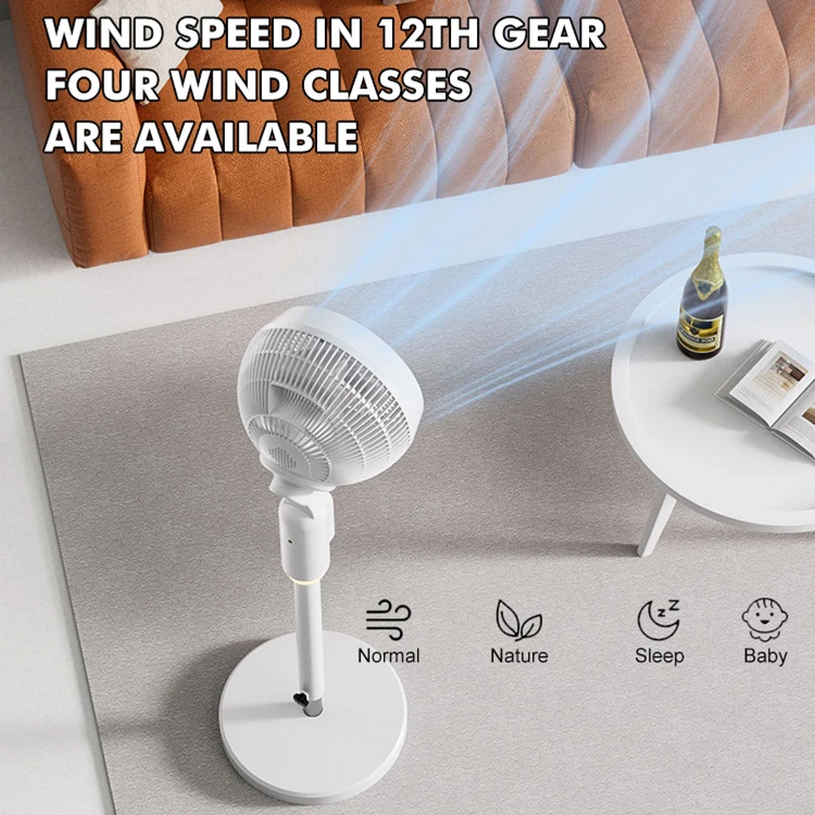 Factory Price Indoor Remote Control Electric Floor Fan With Timer 4 Modes 12 Wind Speeds Bldc Standing Fan