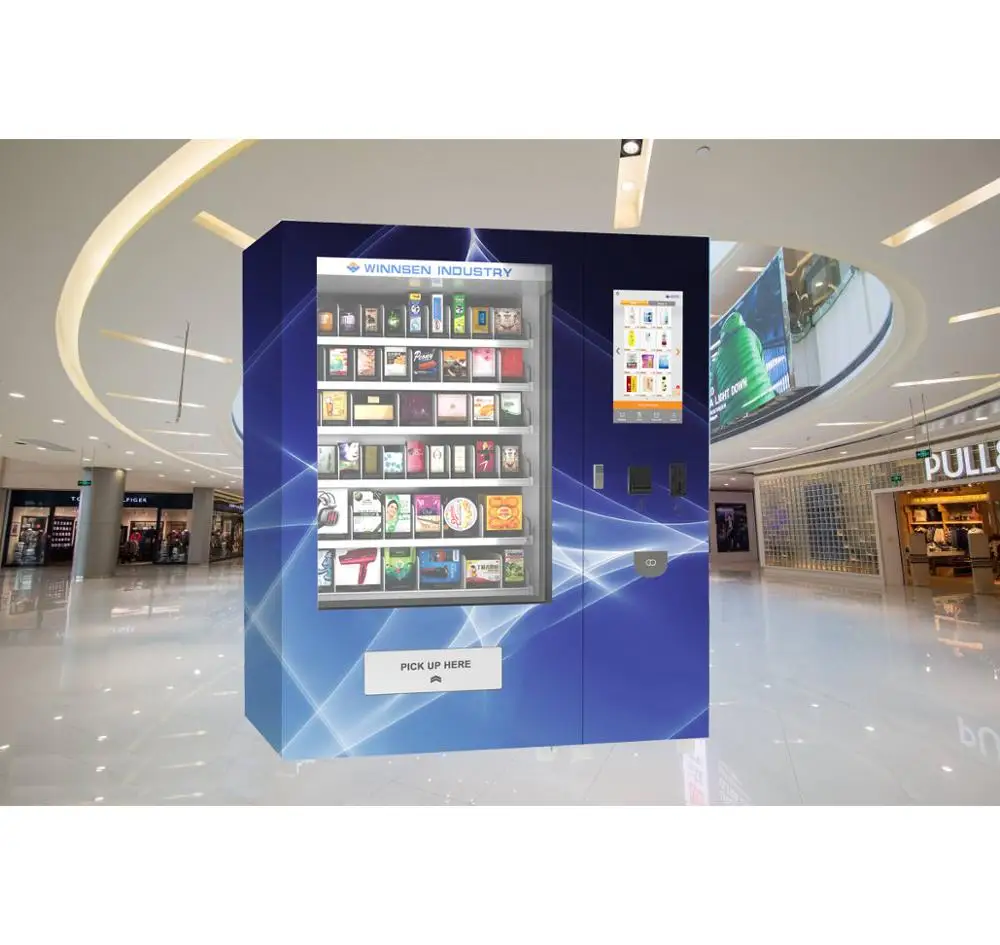Toy mini mart vending machine for shopping mall avoid touch with advertising function no-touch purchase
