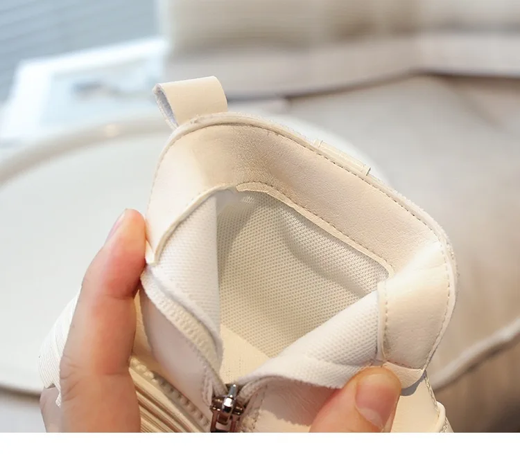 Children white boots baby girls trendy CHELSEA boots shoes 2024 autumn new hot selling soft sole fashion ankle boots kids