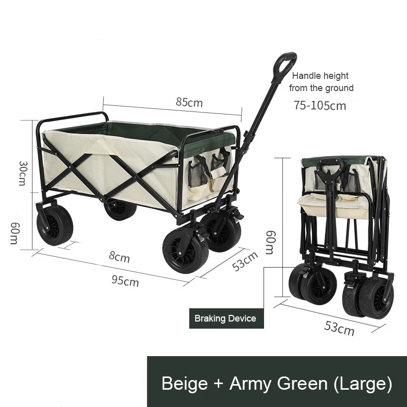 Hot Selling Outdoor Camping Cart Portable Foldable Trolley Wagon Camping Car Picnic Equipment Trolley