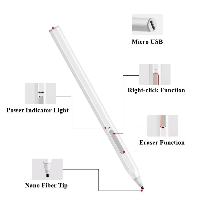 Custom Logo Universal Tilt Function Magnetic Soft Touch Pen Stylus for Microsoft Surface Pro Tablet