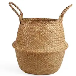 A-1184 Hot Selling Home Decoration Plant Pot Plant Flower Storage Baskets Handicraft Handwoven Seagrass Belly Basket
