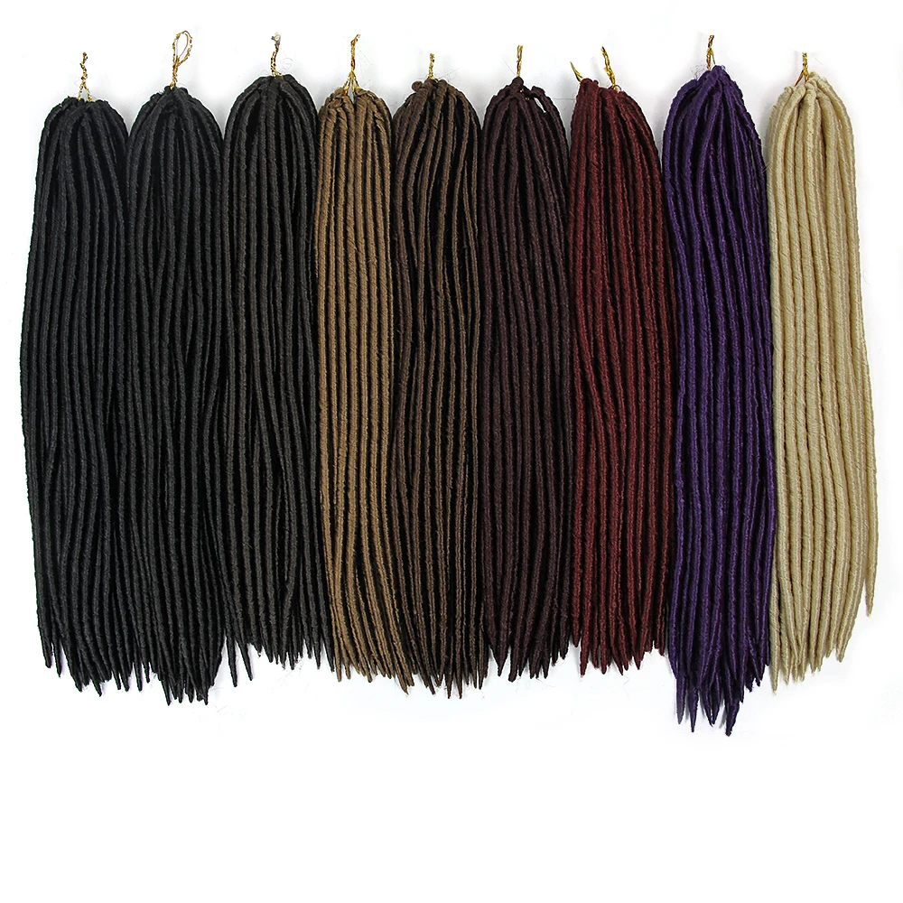 Wholesale Synthetic Braiding Hair Extensions Dreadlocks Ombre Color Soft Straight Braiding Hair Faux Locs Crochet Braids Hair