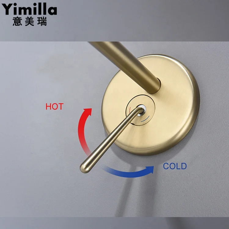 Luxurious golden wall-in basin faucet mixer brass polished gold faucet basin taps