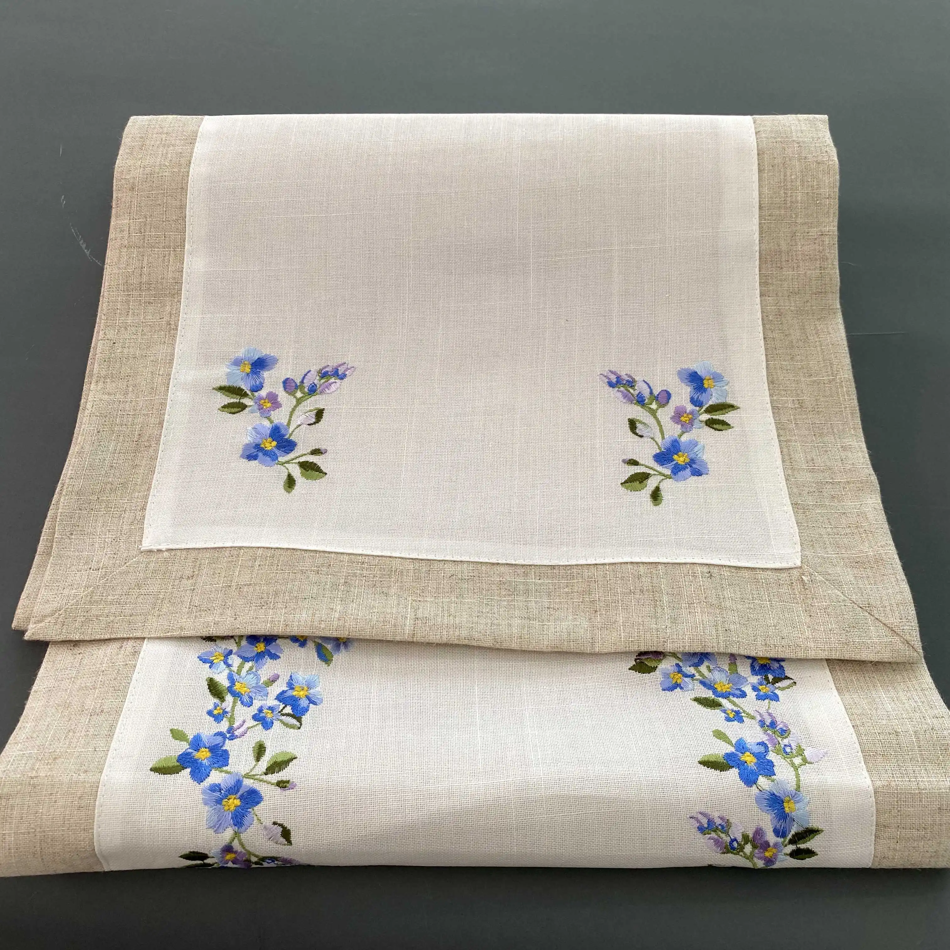 Double layer embroidered table runner tablecloth table cover table cloth