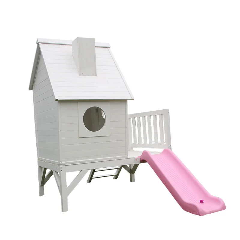 Wood Frame Playhouses outdoor playground home kids and children backyard wooden play swing set with climber