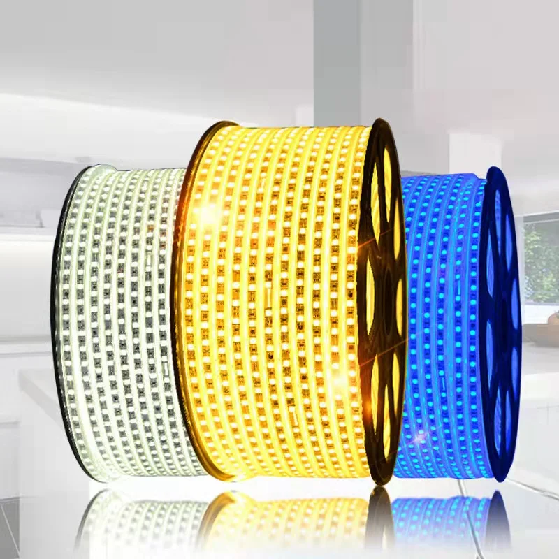 2023 New Best Products IP67 Outdoor Rope Lights 50m High Voltage Flexible LED Strip with 8mm Pcb Width Waterproof RGB Color