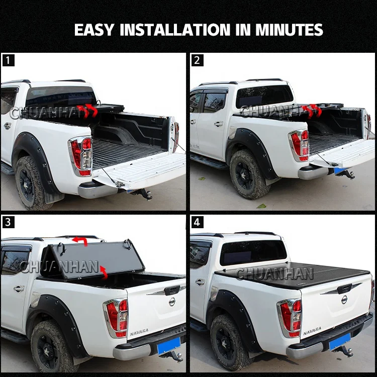 
Factory supply Hard Tri Fold Aluminum Tonneau Cover for Toyota Hilux Vigo Revo 