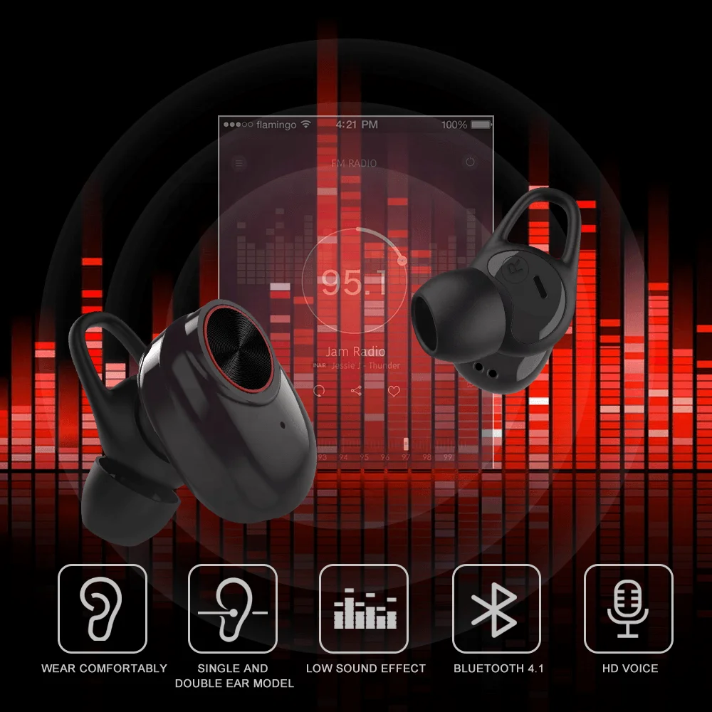 
Weekly Deals Free Shipping Perfect Sound TWS Wireless Sports Running Earphone Wireless Earbuds 