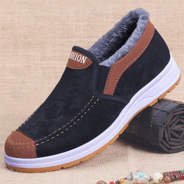 Cheap men walking style daily wear fleece lining winter warm boats shoes sneakers men boots loafers shoes stock