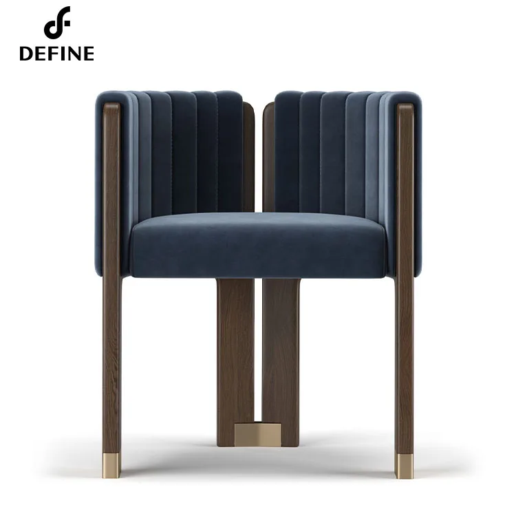 Light luxury wooden frame with comfortable sitting living room arm chair for villa