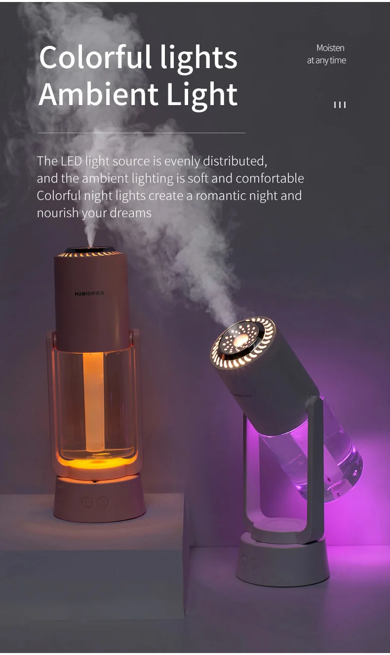2021 Hot Selling Portable Mini Essential Oil Diffuser USB Ultrasonic Cool Mist Anion Air Purifier Humidifier with LED Light