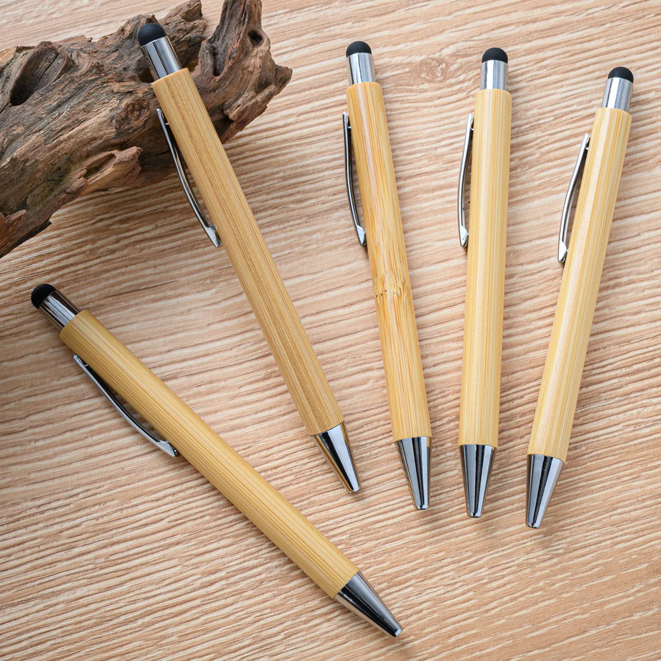 Eco-Friendly Plastic Bamboo Wood Stylus Pen New Design Ballpoint Writing Instrument for Advertising Promotional Gift Souvenir