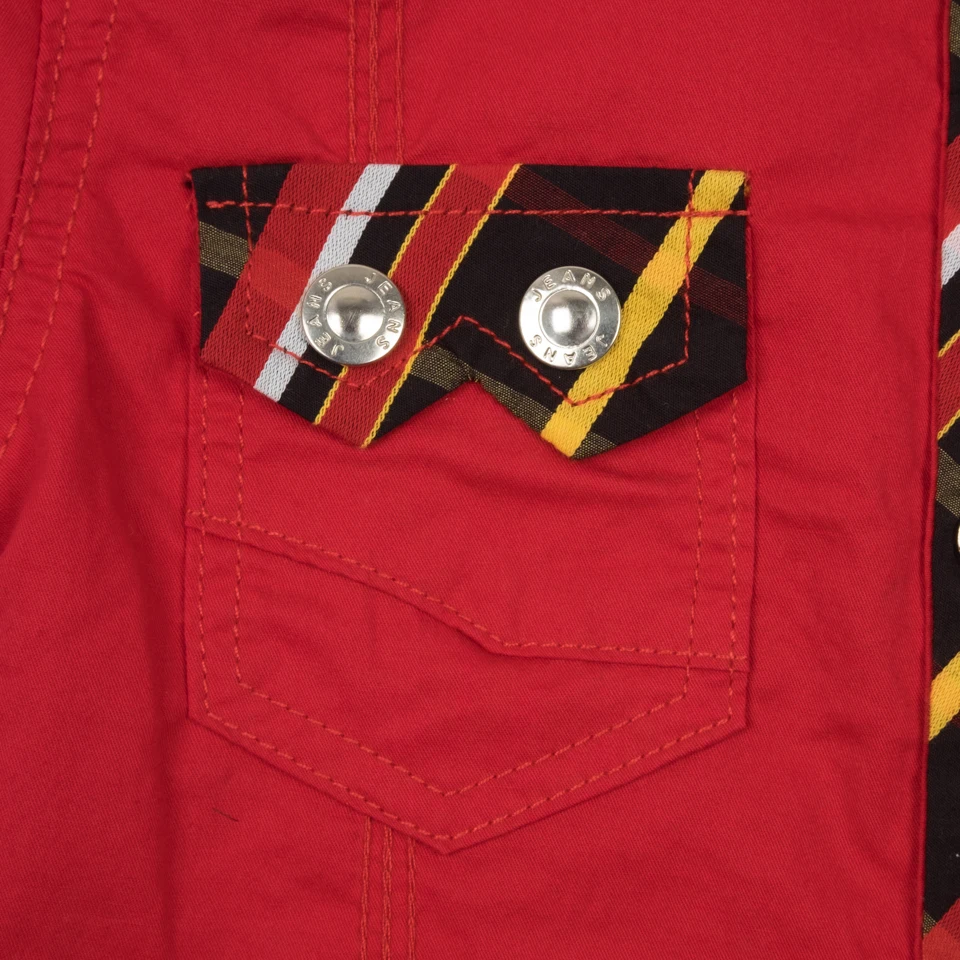 
Button Down Shirt Short Sleeve Cotton Boys Casual Top Blouse Shirts plaid zipper Pocket Technics Style 