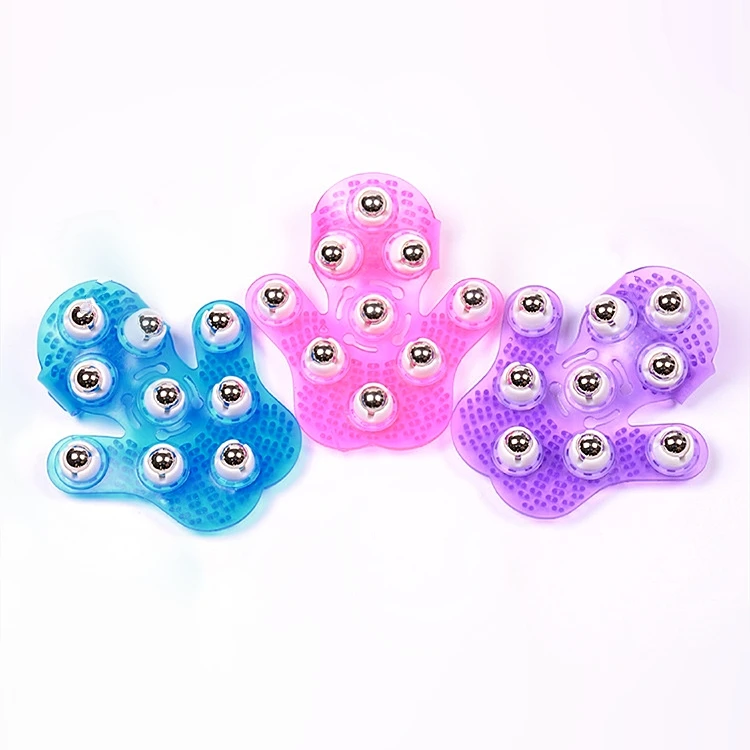 Portable Blue Palm Shaped Back Massage Tool Handheld Pressure Point Massage Ball for Back Neck Foot Shoulder Leg Pain Relief