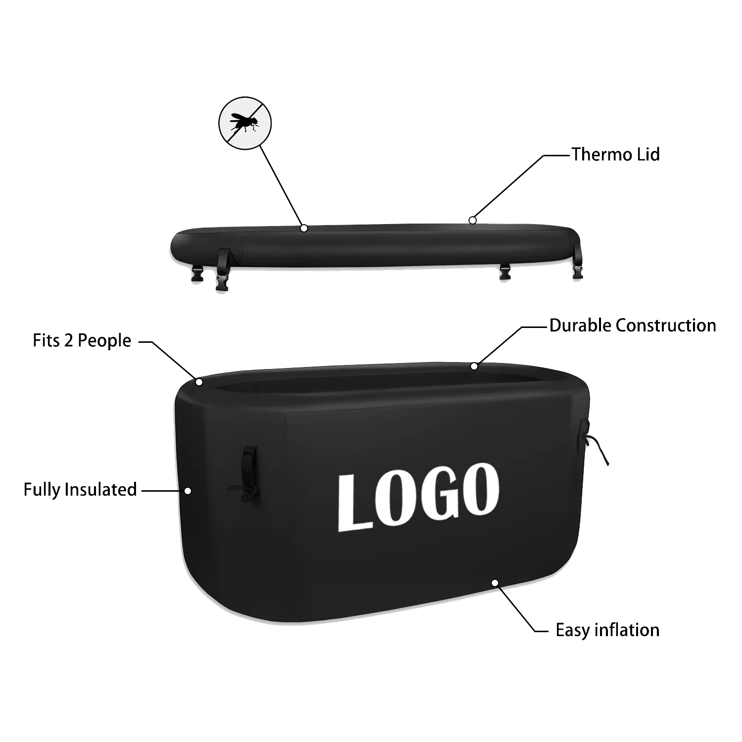 Outdoor Cold Therapy Plunge Pool Inflatable Ice Bath with Water Chillers