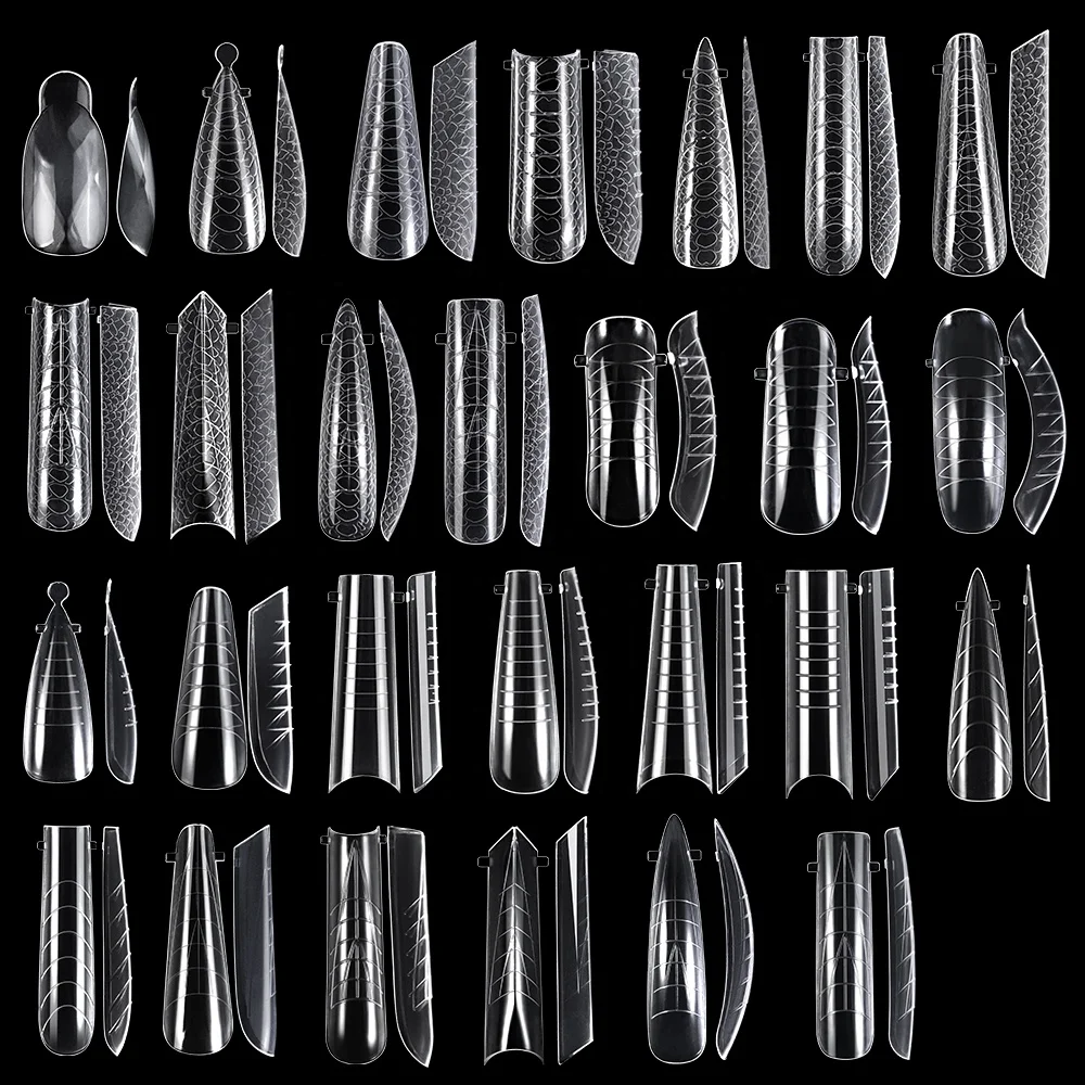 Gelsky Nail molds Plastic Nails Form Mix 12 Styles Nail Tip Forms Suit Dual Form Set