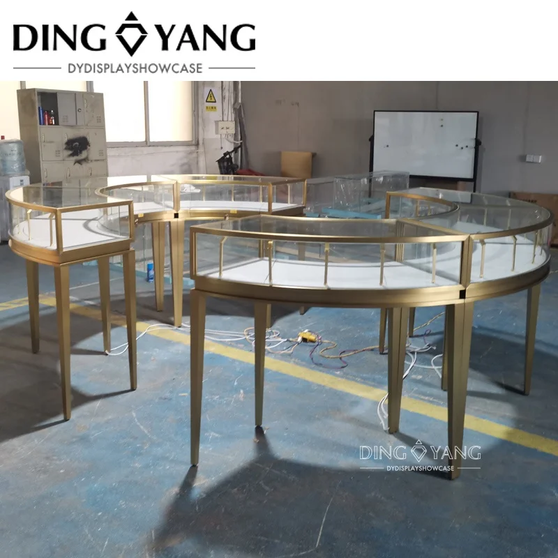 Профессиональное производство, высококлассная Современная Золотая витрина для ювелирных изделий, мебель для ювелирных изделий