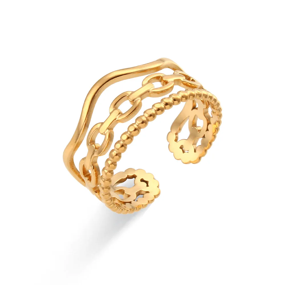 fashion  hot selling hollow ring jewelry  design stainless steel woven opening ring