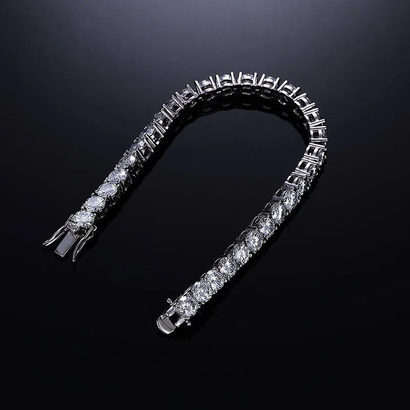 Wholesale 5mm round Brilliant vvs 925 silver Moissanite women men Bracelet jewelry