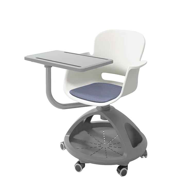 Student Chair With Writing Tablet School Classroom Chairs With Wheel 360 Swivel Chair With Writing Pad