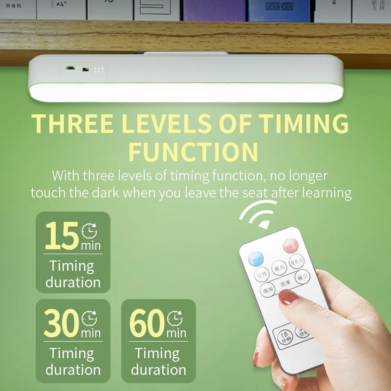 Cordless reading  lamp remote control multi-functional magnetic lamp on wall rechargeable  intelligent learning dormitory lamp