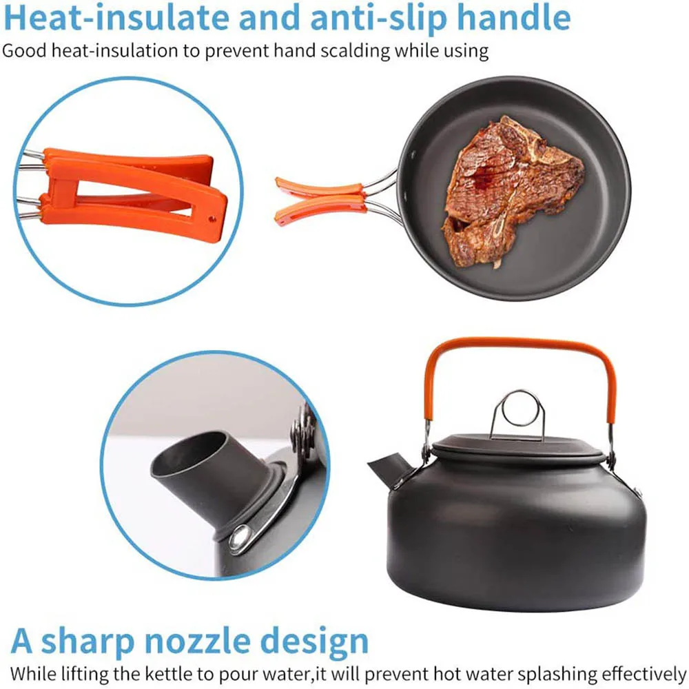 Factory wholesale Camping Cookware Kit Outdoor Cooking Set Aluminum Equipment