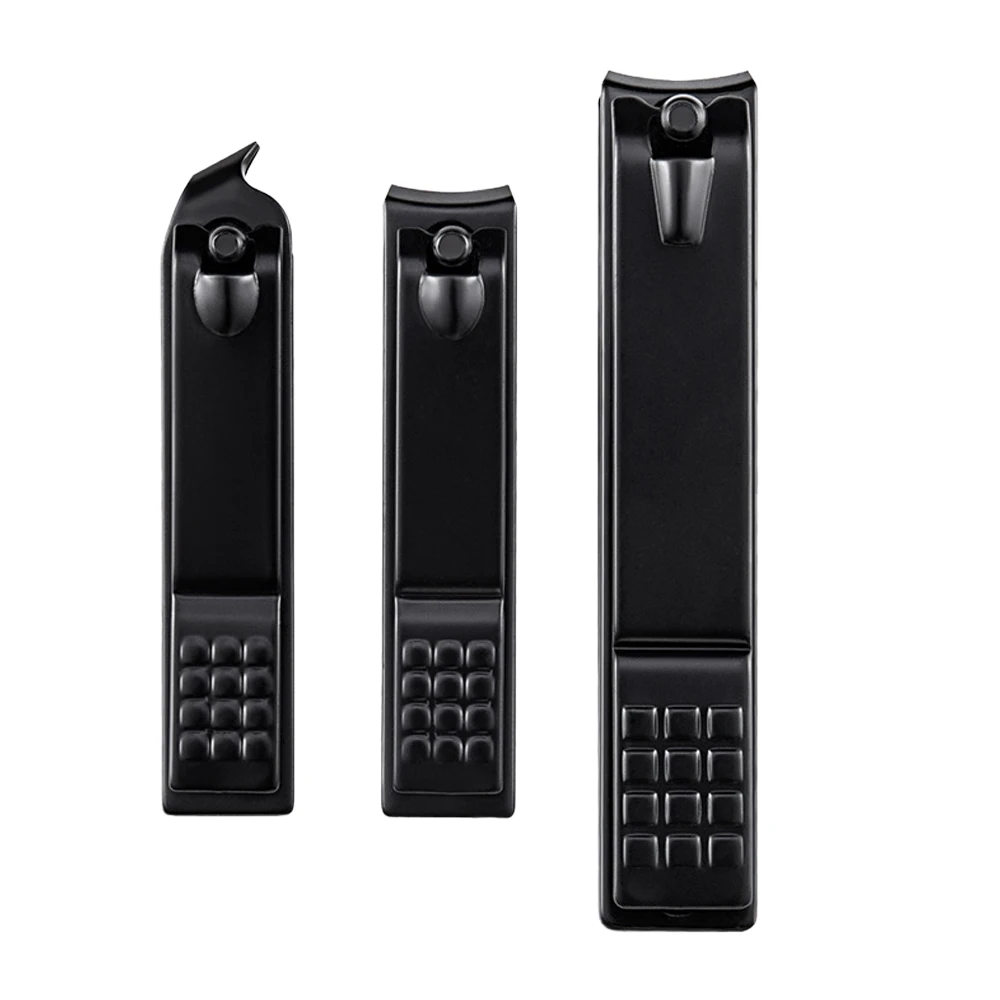 Wholesale Customized 3 in 1 Pcs Black Nail Clipper Set Carbon Steel Small Portable Fingernail Trimmer Files Toenail Cutter Kit