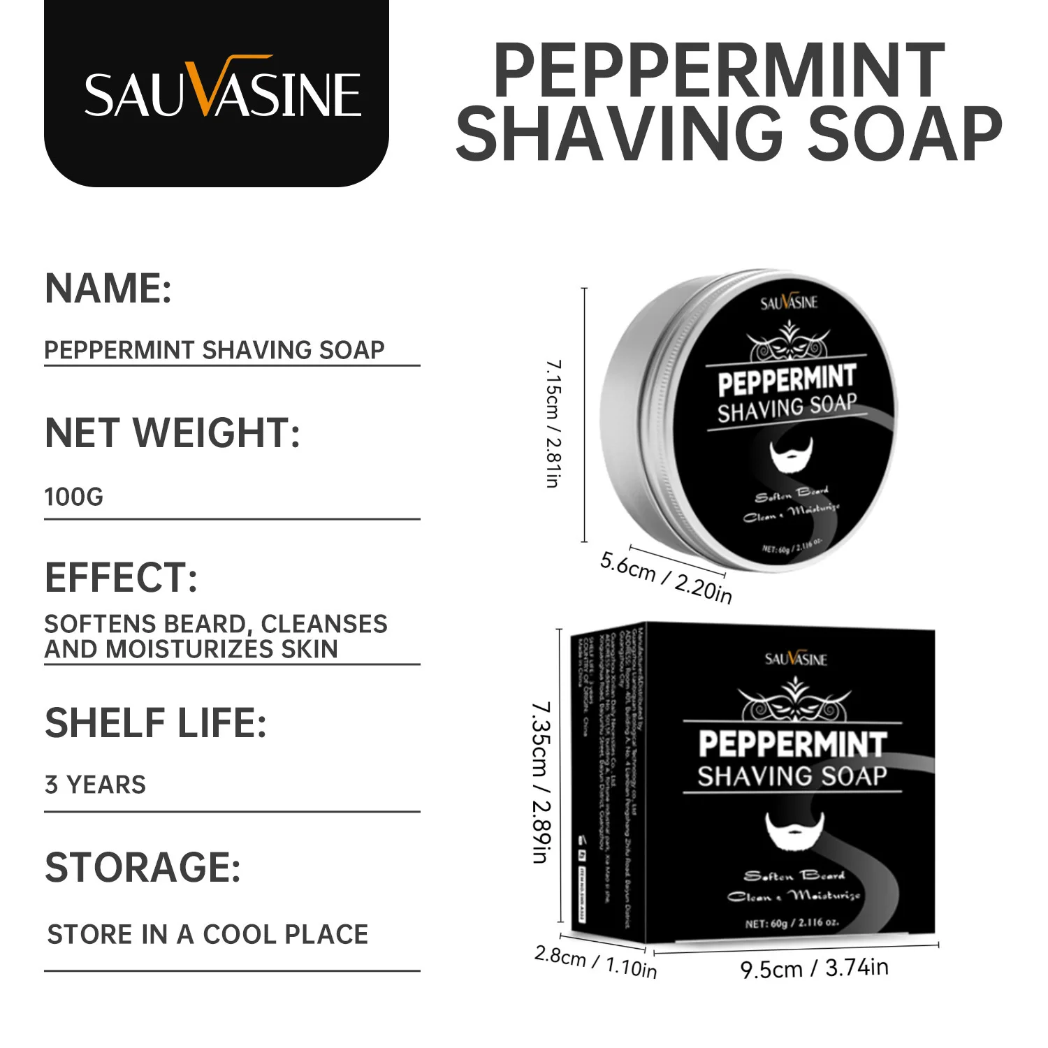 Wholesale high quality low price 60G Mint shaving soap with brush