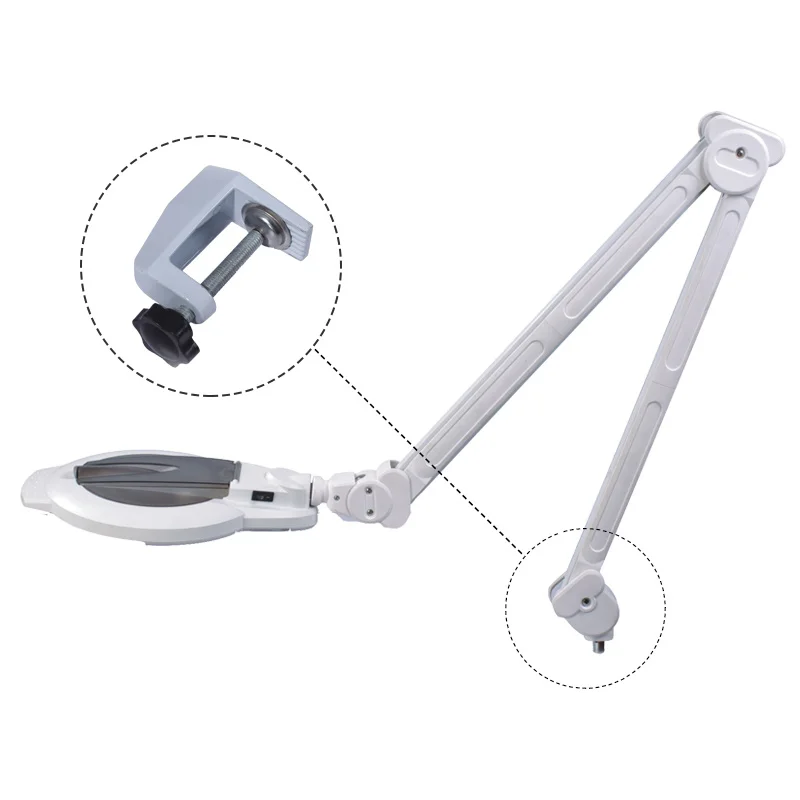Desktop Led Magnifying Lamp for Trolley with 3 Time Diopre Available Resin Lens with 8x Small Lens Professional Manufacturer