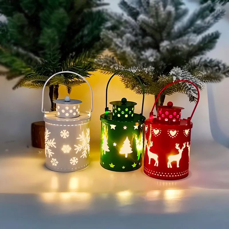 RTS Hot Sale Christmas Candle Lights LED Hanging Lantern Tree Lights Table Lamp Ornaments For Indoor and Outdoor Xmas Decoration