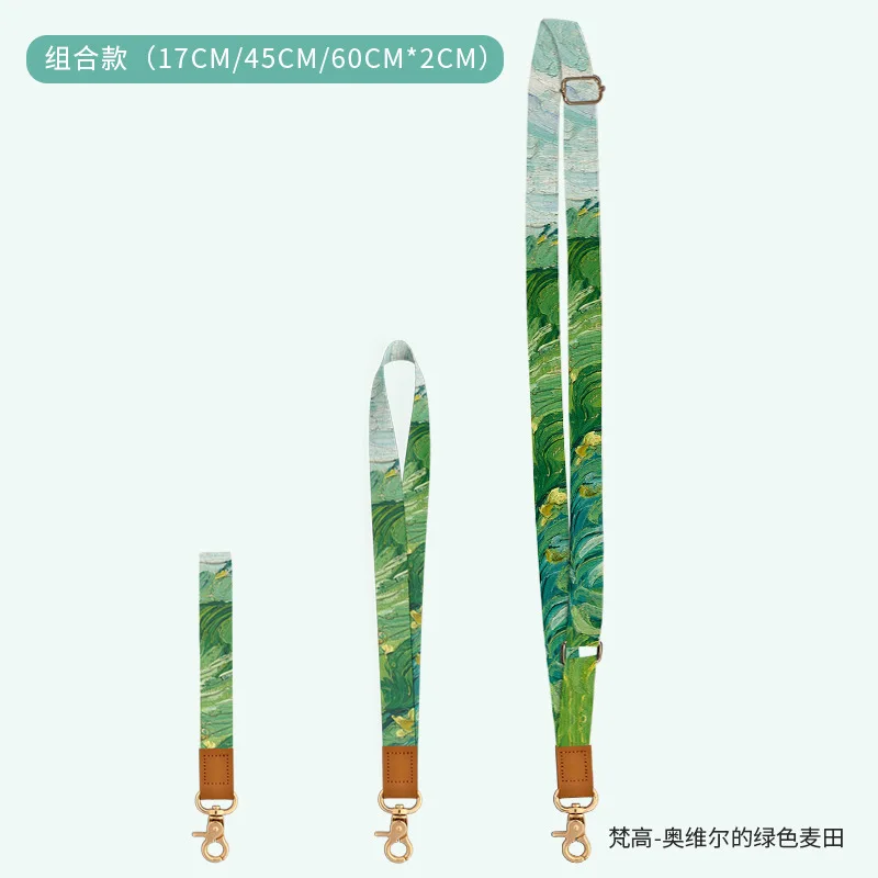 Customized 3-piece set print phone lanyard secure phone strap multi color necklace mobile phone chain famous painting lanyard