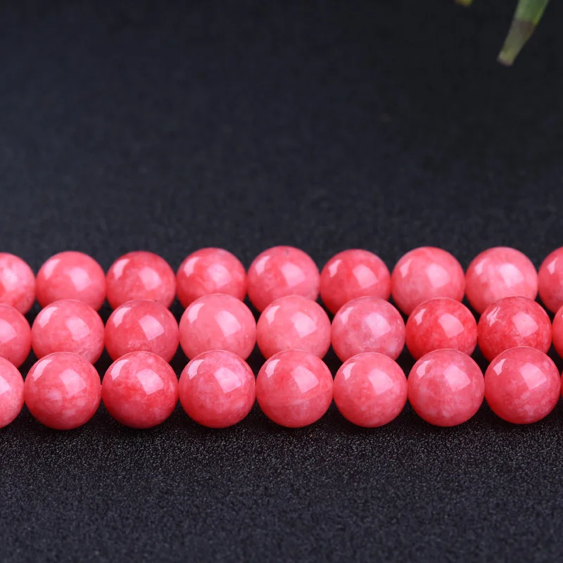 Wholesale Natural Polish Loose Round Matte Faceted Beads Dyed Red Colour Quartz Rhodochrosite for Jewelry Making Chakra Bracelet