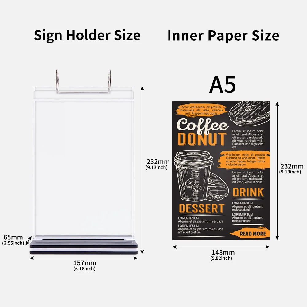Flip Menu Stand Menu Advertising Display Stand Business Card Display Table Sign Display Stand 6-page Flipping Sign Holder