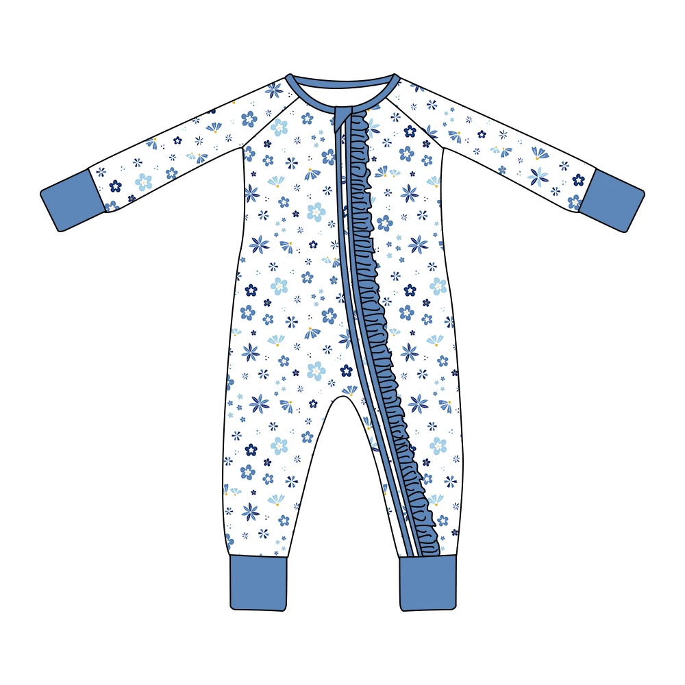 Spring and Autumn baby simple printed clothes cute infant girls pure bamboo jumpsuit toddler boys breathable pajamas