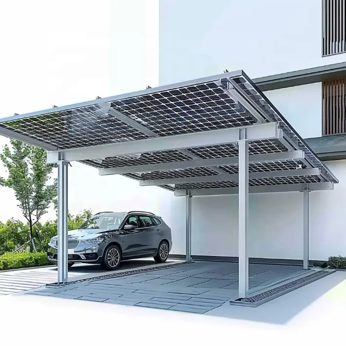 300W 400W 450W 540W Solar Panel Car Parking Carport System with Mounting Rail Structure