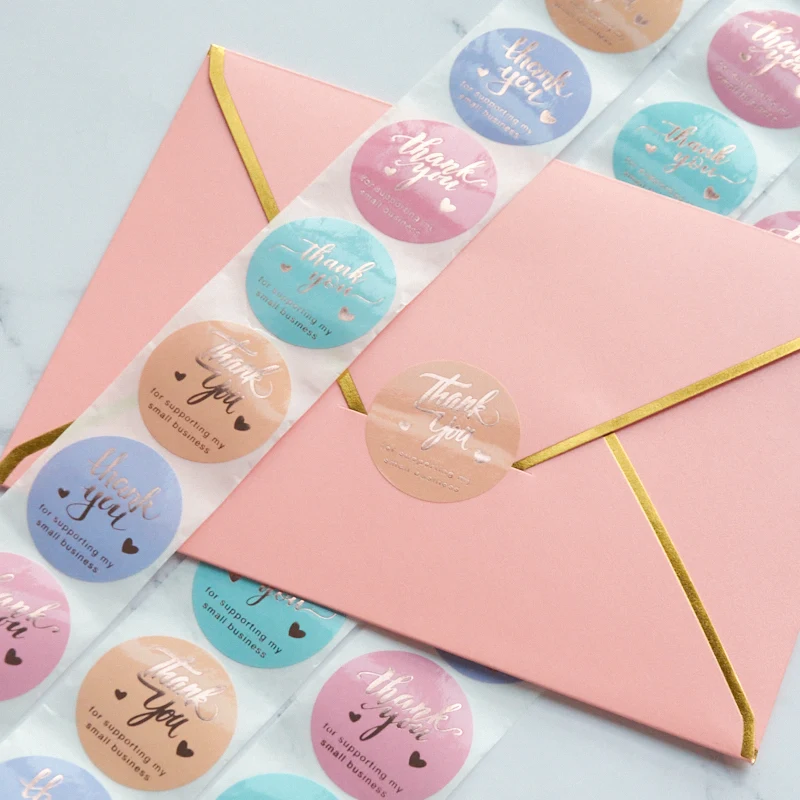 Wholesale pink Thank You Card With Stickers Business Cards for Small Business