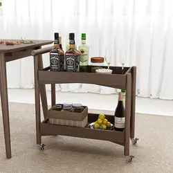 2021 New Kitchen wooden Storage bar Cart with Wheels and Handles