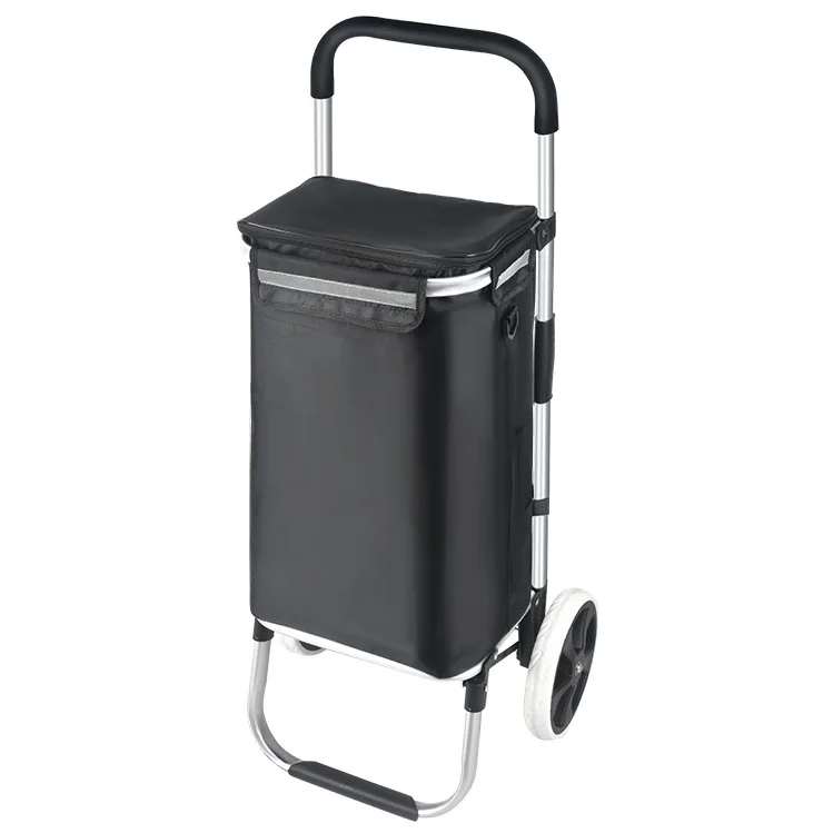 Hot Sales Portable Two Wheel Stair Climb Portable Supermarket Lightweight Folding Hand Bag Shopping Trolley Cart Bag With Seat