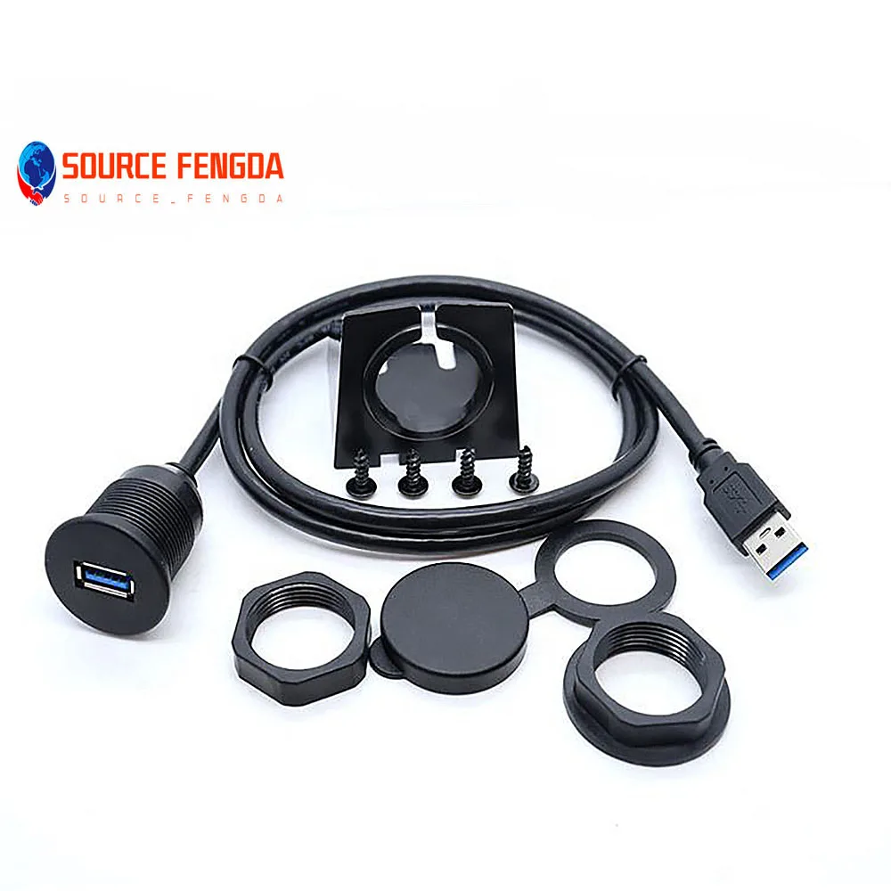 1M 2M USB 3.0 Male to Female AUX Car Mount Flush Cable Waterproof Extension automotive cable