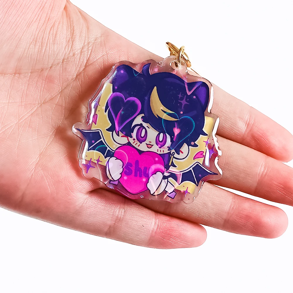 CNAWO Cheap  Custom Acrylic Charm Custom Design Anime Epoxy Resin Glitter Acrylic Cartoon Charms Keychain
