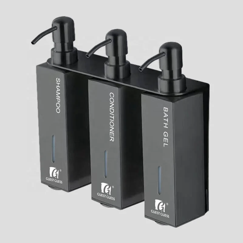 Горячая Распродажа, матовый черный многоразовый дозатор из нержавеющей стали, настенный дозатор жидкого мыла для отеля