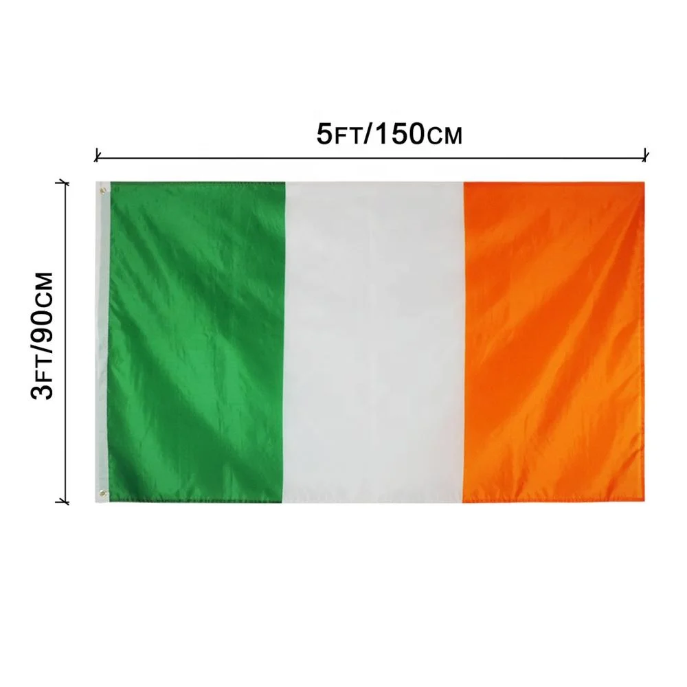 Custom Printing Ireland Hand Flag With Plastic Pole