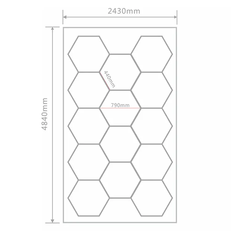 2400*4800MM Led Hexagon White Color Lights Workshop Ceiling Led Lights For Car Shop And Garage Honeycomb Decor