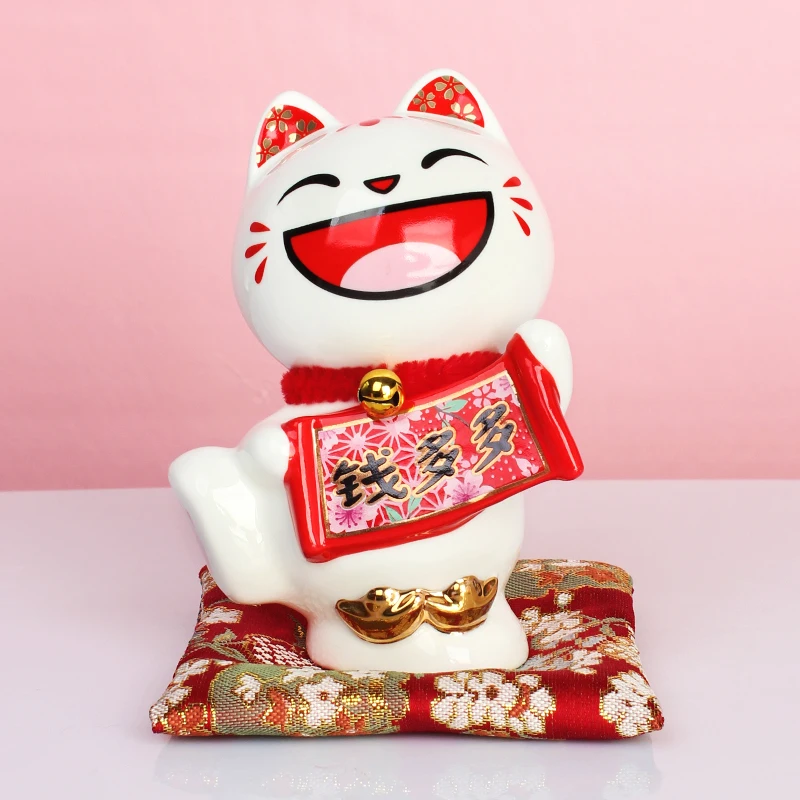 BONWILL Laughing Lucky Cats Cat Gold Money Decorations for Home Fathers Day Gifts for Best Wishes