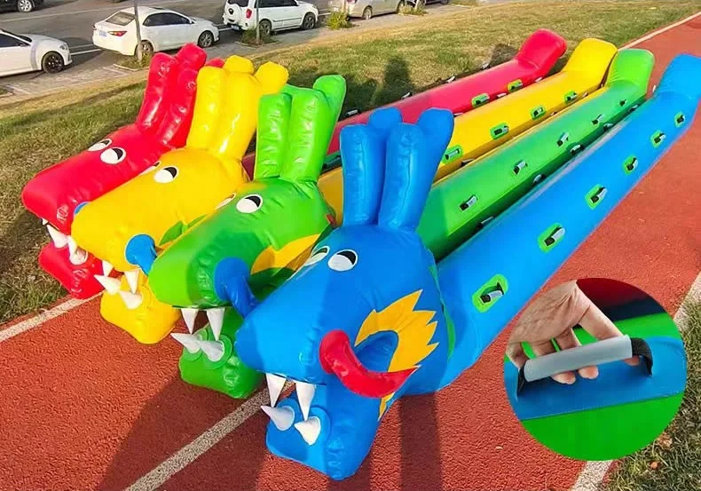 Customized 3-10 seats Inflatable Dry Land Dragon Boat Student Props Inflatable Dry Land Dragon Boat Trainer Race Parent-Child